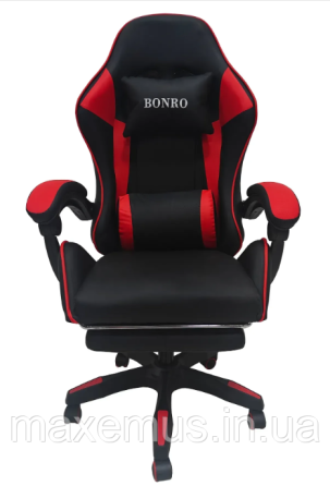 Кресло с регулировкой спинки В 945 с подставкой для ног кресло для геймера компьютерное красное Мостиска