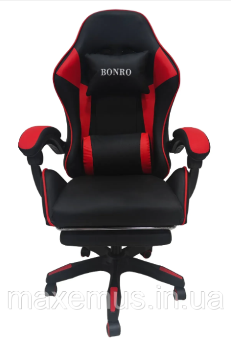 Кресло геймерское Bonro B945 Красное с подставкой для ног компьютерное игровое экокожа (до 120 кг) Мостиска - изображение 5