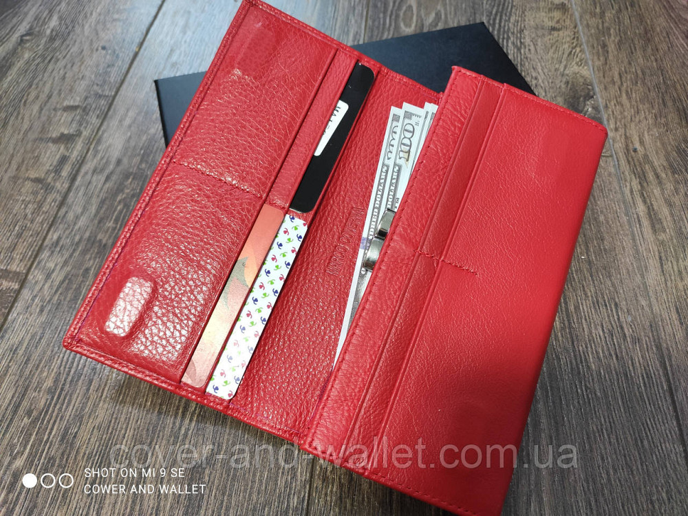 Жіночий шкіряний гаманець на магнітах червоного кольору Marco Coverna MC 1411 Київ - фото 5