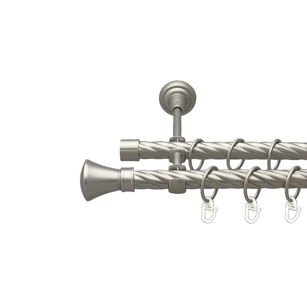 Карниз Orvit Люксор металевий дворядний відкритий скручена труба кільце металеве Сатин 19\19 мм 300 см (00-00023229) Львів - фото 1