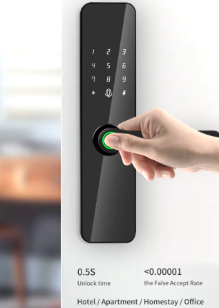 Умный дверной замок с Wi-Fi кодовый KHS-D7 с ключ-картой и отпечатком пальца ,черный Каменец-Подольский