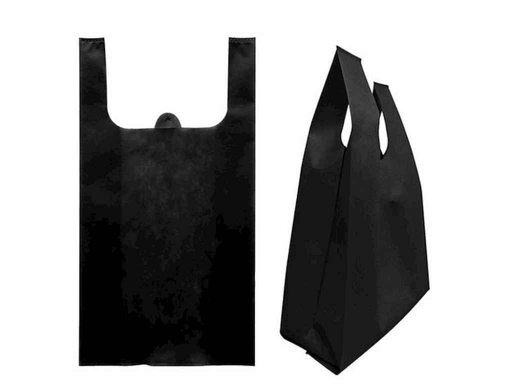 Эко сумка Майка Полуавтомат без печати черный 210x420x120 до 500мм ТМ ЕCOBAG Киев - изображение 1