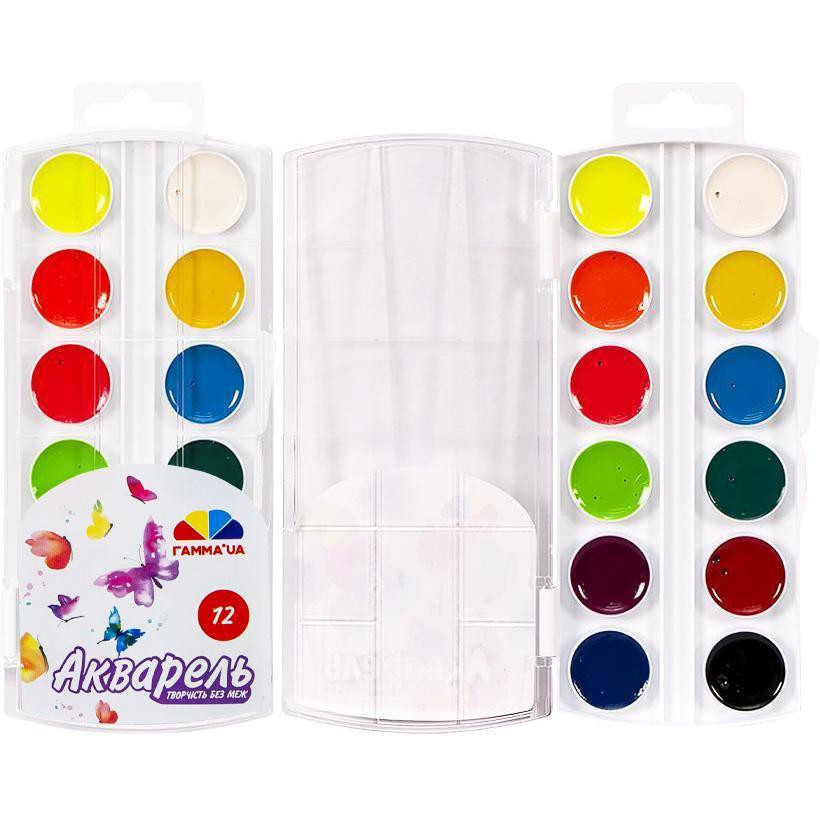 Фарби акварельні "Гамма Нововолинськ" "Творчість" 12кол. пастельних, б/п, пластик, 400128, шт Київ - фото 1