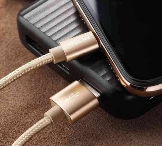 Usb кабель Rock Lightning 20см Gold Київ