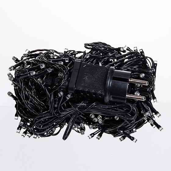 Гірлянда Нитка 30м, 300 LED, чорний провід, білий світло Київ