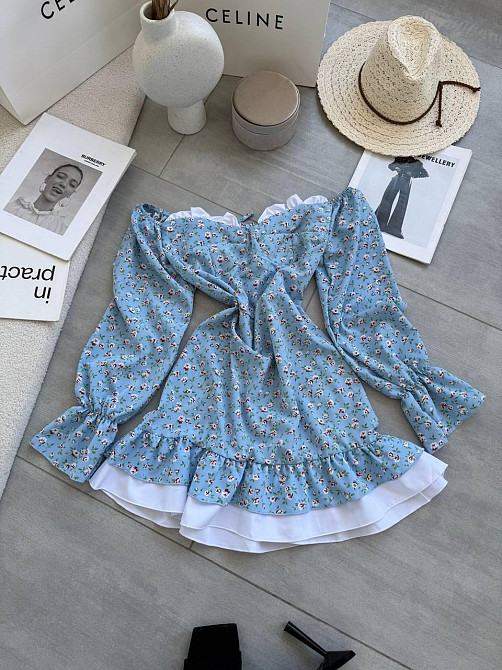 Жіноче стильне мініплаття  штапель, софт Блакитний, 44/46 Одеса - фото 3