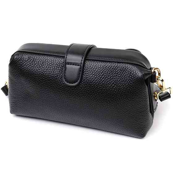 Интересный клатч в классическом цвете с интересной защелкой из натуральной кожи Vintage 22427 Черный Киев