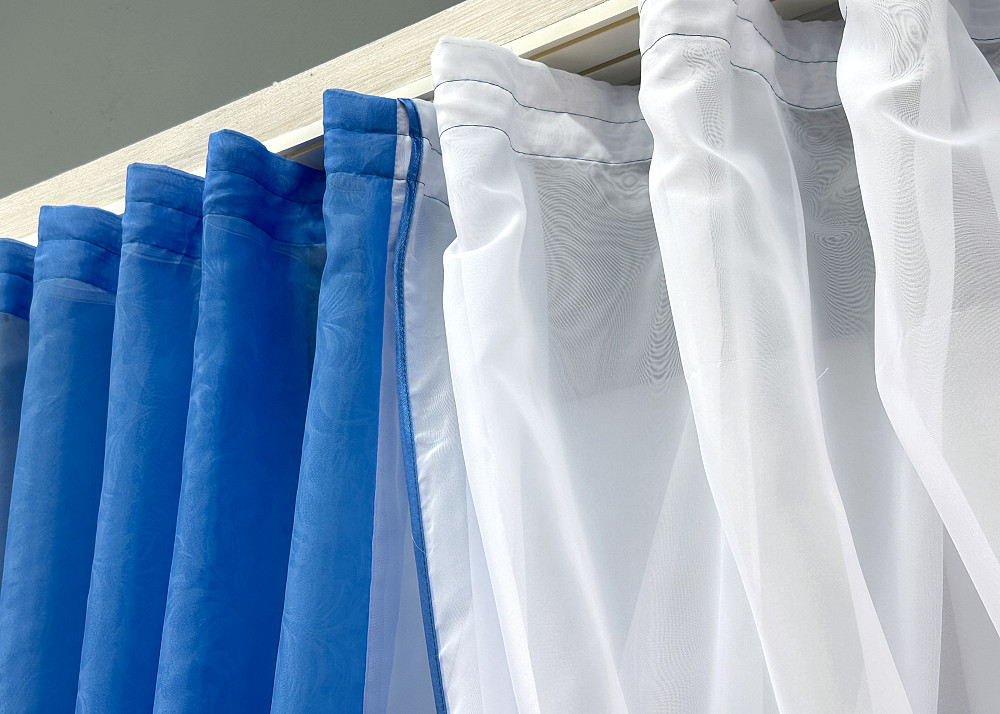 Кухонные шторки VR-Textil № 111к комбинированные синий с белым 400х170 см (52-1167) Киев - изображение 6