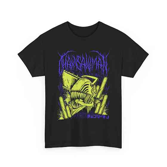 Футболка для хлопчика з аніме принтом Людина-бензопила оверсайз (зріст від 165 до 180) Чорний AnimeJ0311m Дніпро