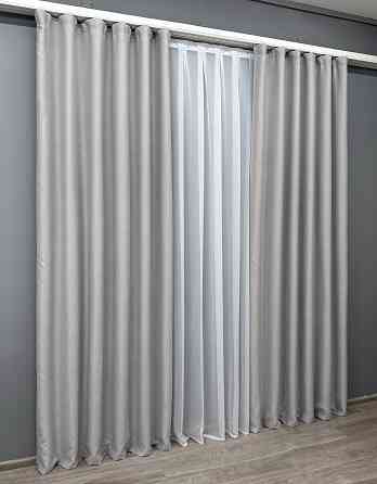 Комплект готовых штор VR-Textil Блэкаут двусторонний Eclipsе № 1792ш Серый 130х270 см 2 шт (39-865) Киев