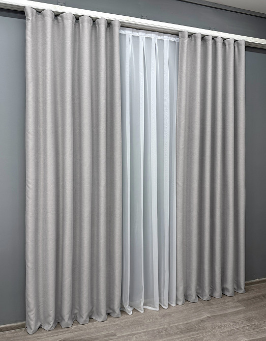 Комплект готовых штор VR-Textil Блэкаут двусторонний Eclipsе № 1792ш Серый 130х270 см 2 шт (39-865) Киев - изображение 4
