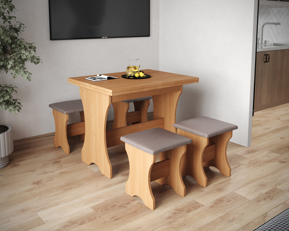 Табурет с мягким сиденьем, табуретка на кухню Ткань Бонус новая (светло коричневый) ДСП Ольха Львов - изображение 3