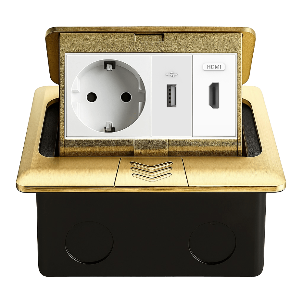 LIVOLO Розетка підлогова подвійна LIVOLO золота, вбудована у підлогу, з USB 10Вт, HDMI, для кух Коломыя - изображение 1