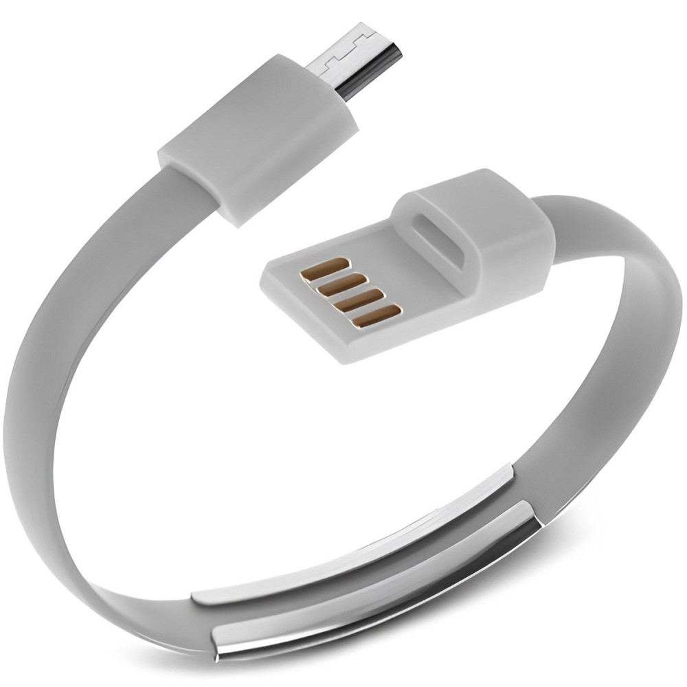 Кабель-браслет micro USB 2.0, сірий RTL Вінниця - фото 1