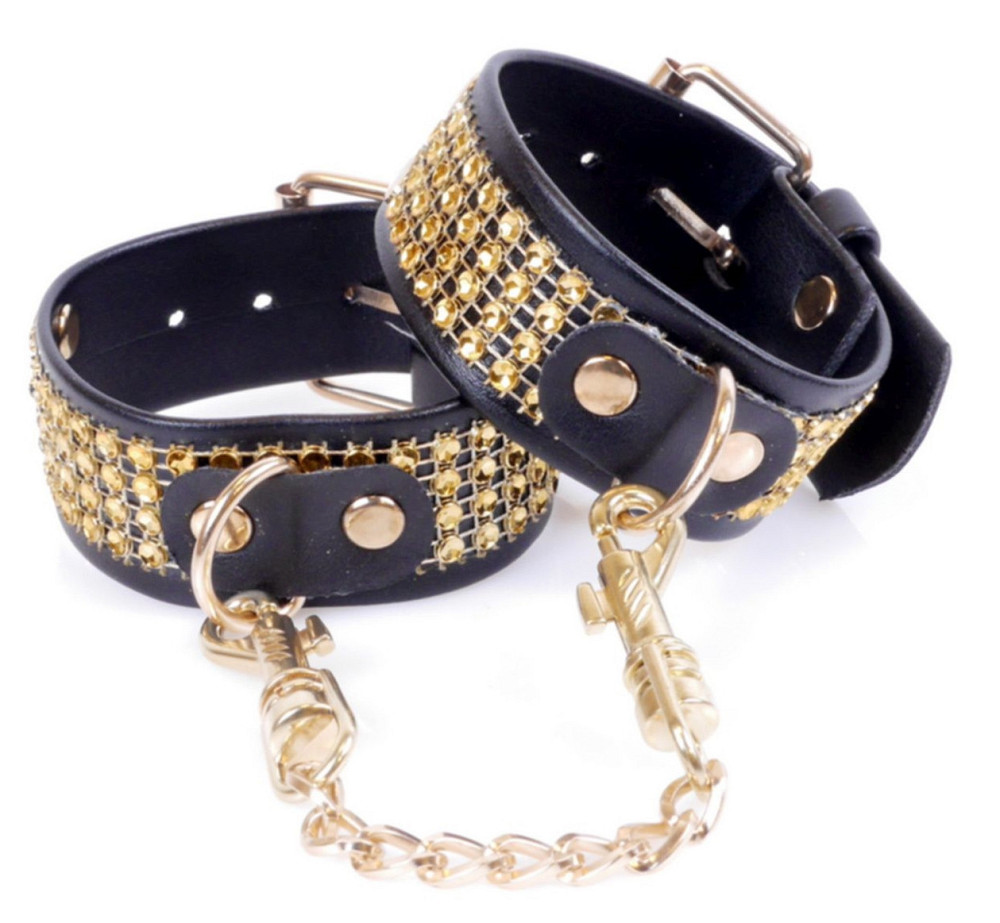 Наручники из искуственной кожи с кристаллами Fetish Boss Series - Handcuffs with cristals Gold, BS3300095 Sex Aura Киев - изображение 1