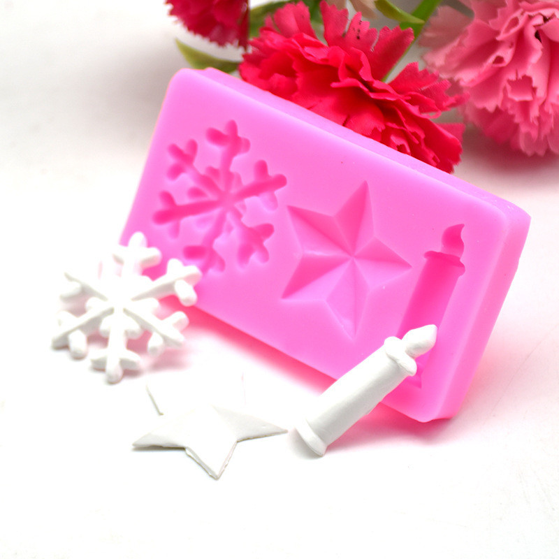 Молд новорічний сніжинка зірка свічка 93 на 45 мм рожевий Київ - фото 5