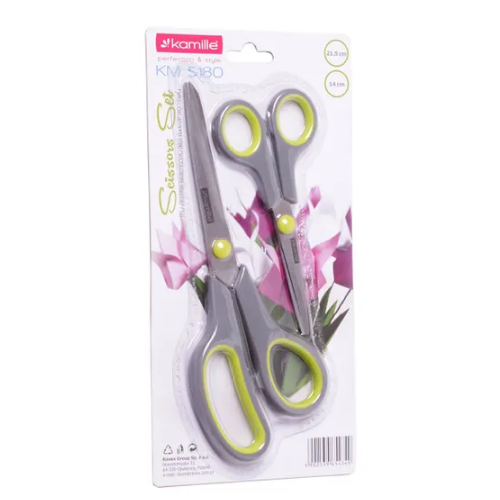 Набір ножиць універсальні (140мм/215мм) нержавіюча сталь пластикові ручки 5180 KAMILLE Житомир - фото 5