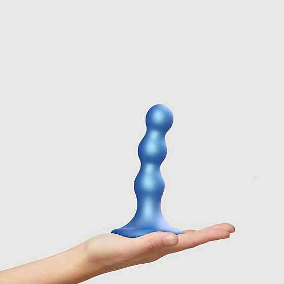 Насадка для страпона Strap-On-Me Dildo Plug Balls Blue Metallic S Sex Aura Київ