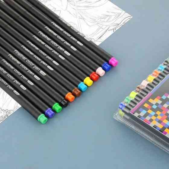 Набір різнокольорових лінерів Fineliner Color 12 кольорів, професійний набір лінерів для скетчів та малювання! Кам'янець-Подільський