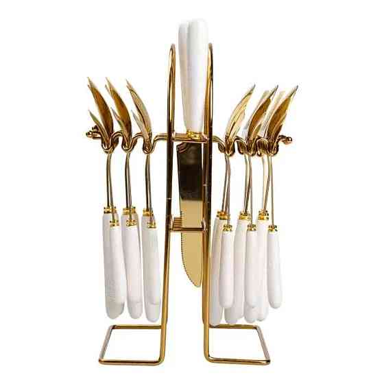 Yiwu Набір столових приборів на підставці 24 предмети столовий набір на 6 персон Білий HP-20-49 Київ