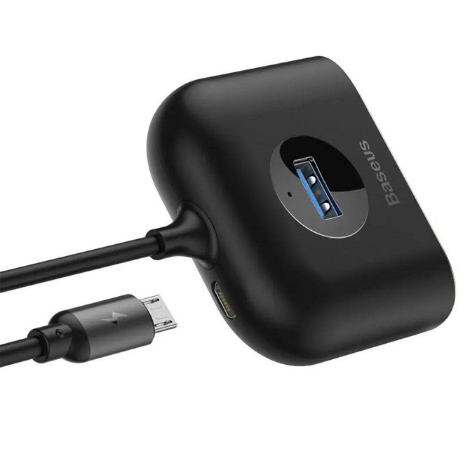 HUB адаптер Baseus Square Round 4in1 USB 3.0 to 1USB 3.0+3 USB 2.0+1micro USB CAHUB-AY01 (Черный) Миколаїв - фото 3