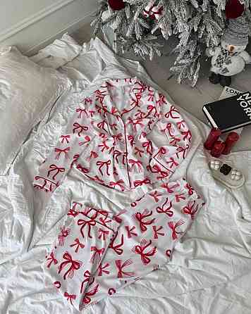 Женская стильная новогодняя пижама софт принт Одесса