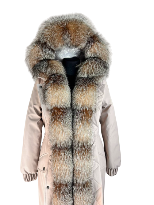 Парка женская с мехом блюфрост Бежевый р 42 95см Харьков - изображение 5