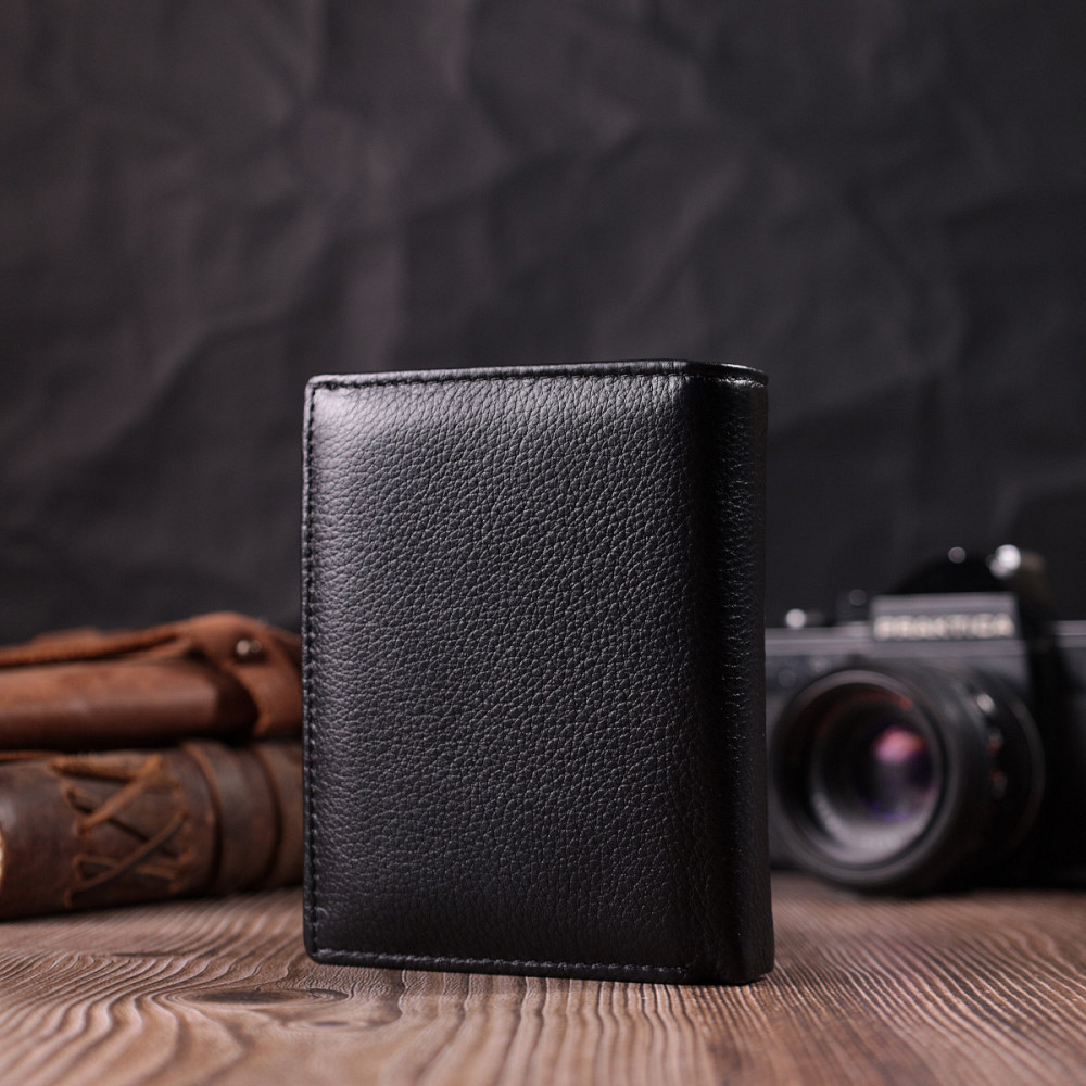 Вертикальний шкіряний гаманець, чорний (ST Leather) Київ - фото 11