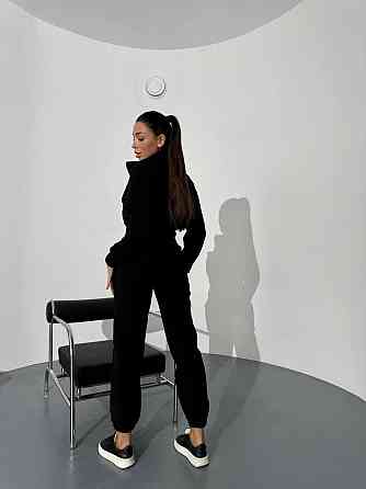 Женский теплый прогулочный костюм двойка: кофта и брюки двусторонний флис Черный, 46/48 Одесса