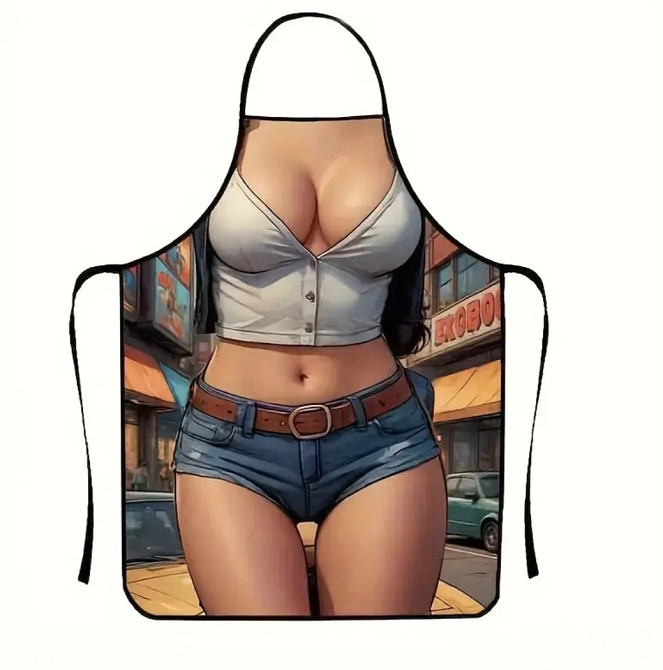 Фартух з приколом дівчина в джинсових шортах 80 на 60 см різнобарвний Київ - фото 5