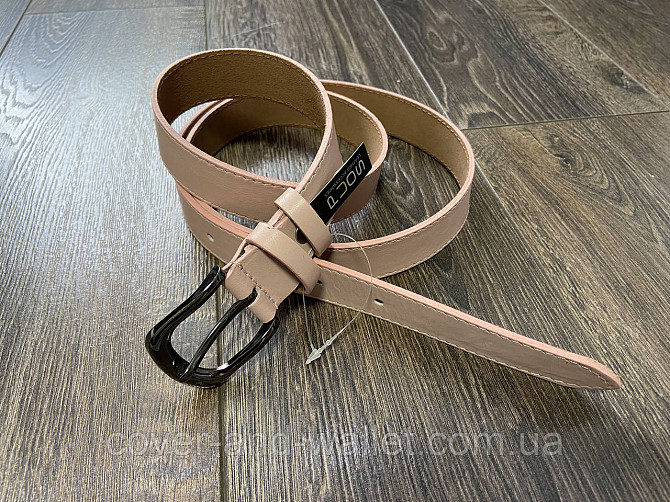 Женский бежевый брючный ремень из гладкой кожи высокого качества 30мм PS Leather Киев - изображение 1