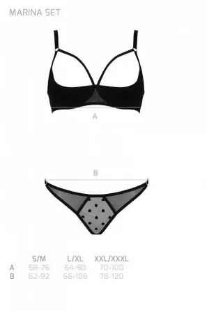 Комплект MARINA SET WITH OPEN BRA black L/XL - Passion Львов