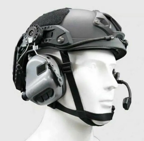 Тактичні активні навушники Earmor М32Н із кріпленням та гарнітурою під шолом Сірий Вінниця - фото 4