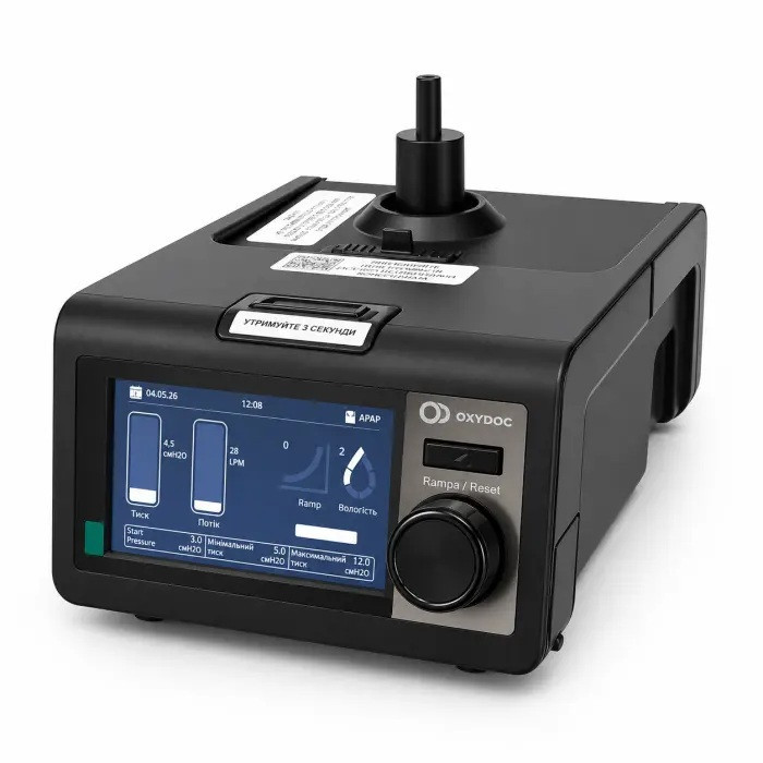 Аппарат неинвазивной вентиляции OXYDOC CPAP/BиPAP/ST Black Edition с маской размер M и увлажнителем Днепр - изображение 3