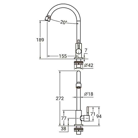 AQUATICA Смеситель KT 1/2" монокран на гайке SS AQUATICA KT-1G170P (9722601) Киев