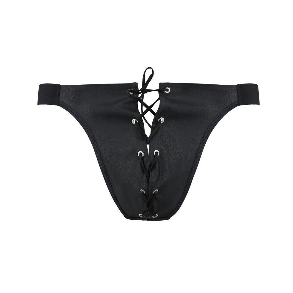 Мужские слипы на шнуровке Passion 044 SLIP BEN XXL/XXXL Black, экокожа, люверсы Sex Aura Киев - изображение 5