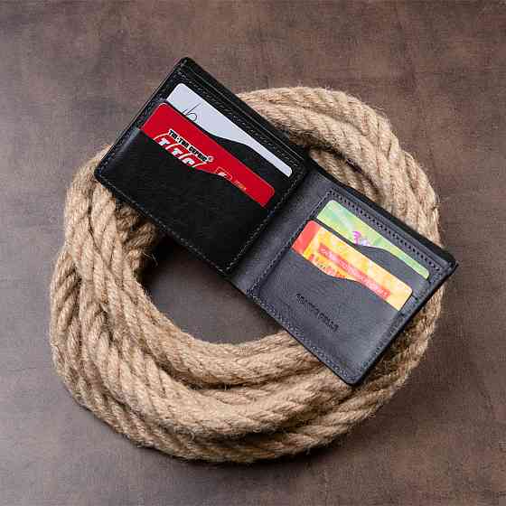 Горизонтальне портмоне в гладкій шкірі без застібки GRANDE PELLE 11311 Чорне Київ