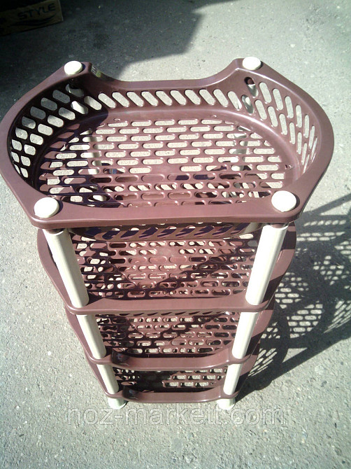 Полиця етажерка пластикова для ванної та кухні (коричнево-бежева) Харків - фото 4