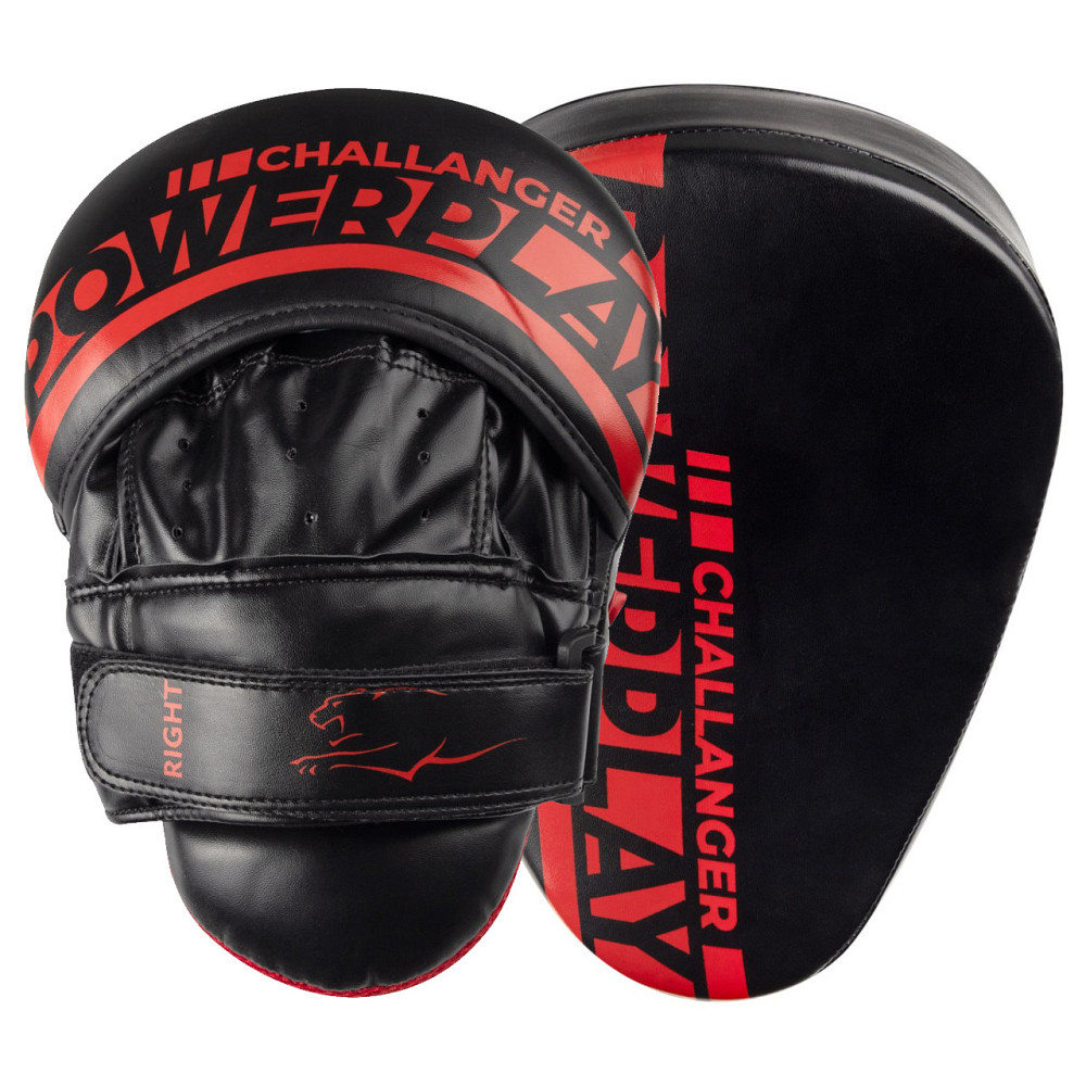 Лапи боксерські PowerPlay 3041 Чорно-Червоні PU [пара] Каменское - изображение 1