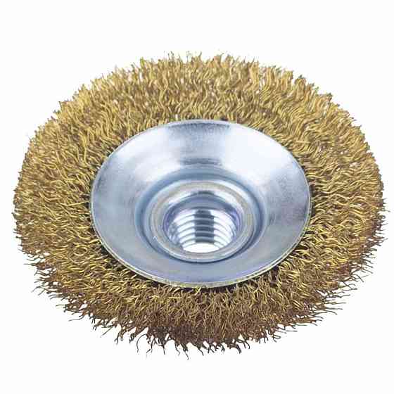 Щітка дротяна конусоподібна Ø75мм М14×2мм (латунована) SIGMA (9016071) Рівне