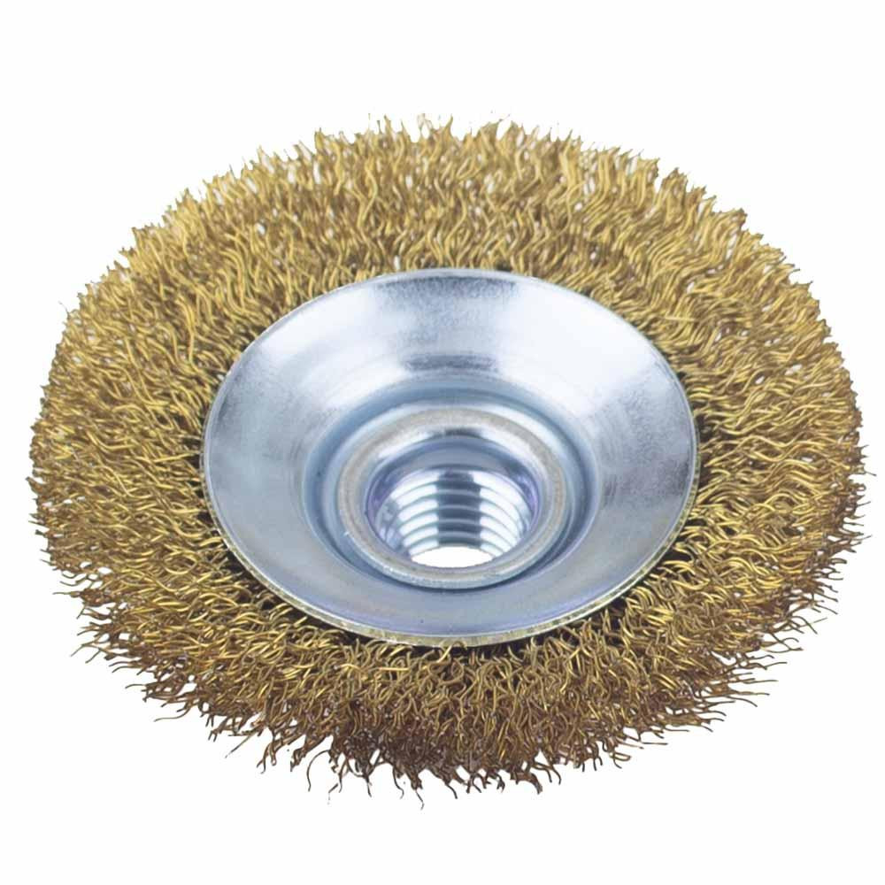 Щітка дротяна конусоподібна Ø75мм М14×2мм (латунована) SIGMA (9016071) Рівне - фото 5