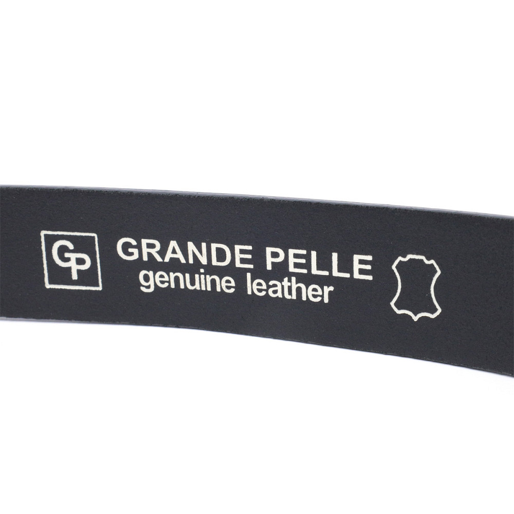 Классический брючный пояс для мужчин из натуральной кожи Черный (GRANDE PELLE) Киев - изображение 10