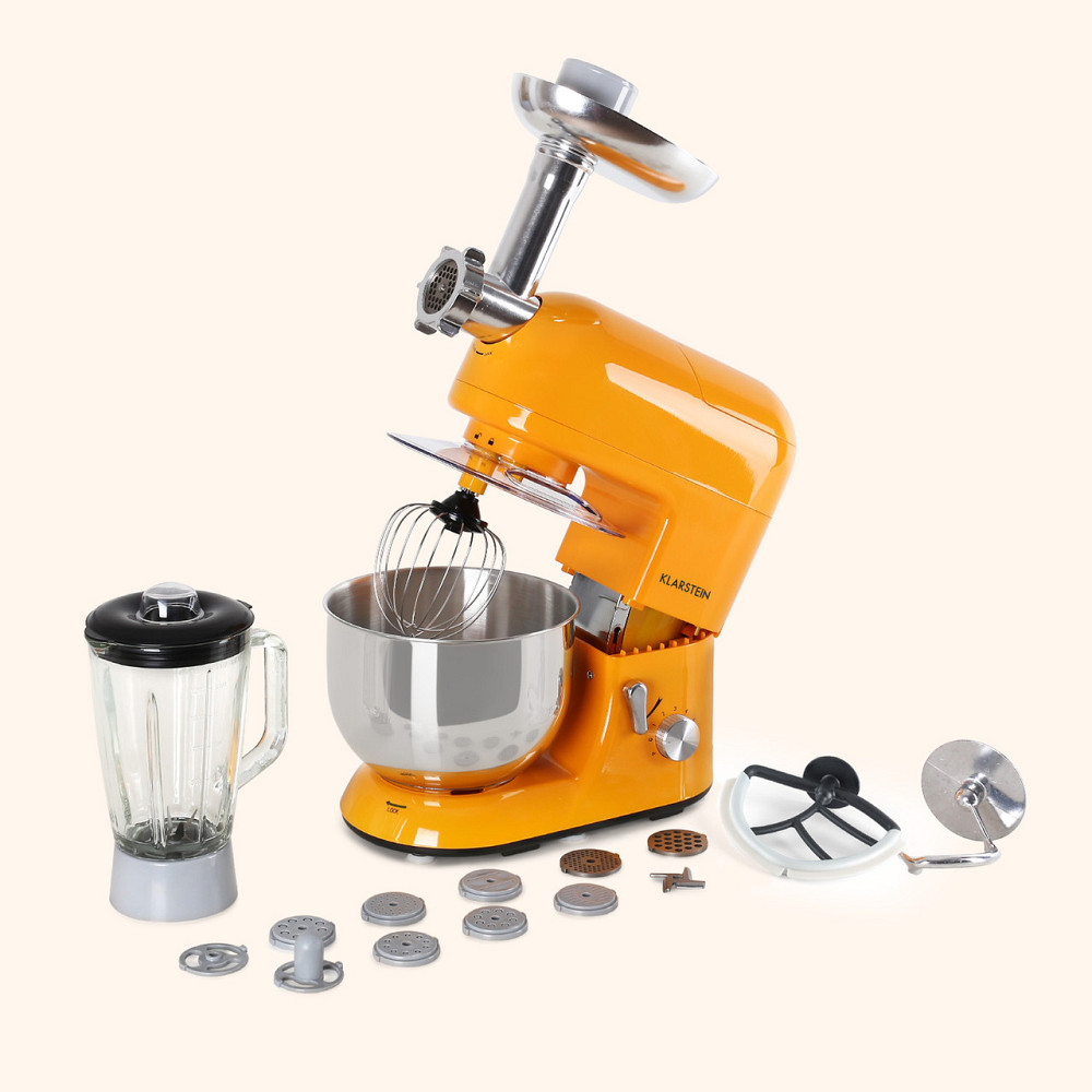 Кухонний комбайн Lucia 3-в-1 2000 Вт/2,7 к.с., 5 л, неіржавка сталь, без BPA, жовтогарячий (Німеччина, читати Рівне - фото 7