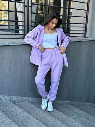 Теплый спортивный костюм женский на змейке Сиреневый 46/48 Харьков
