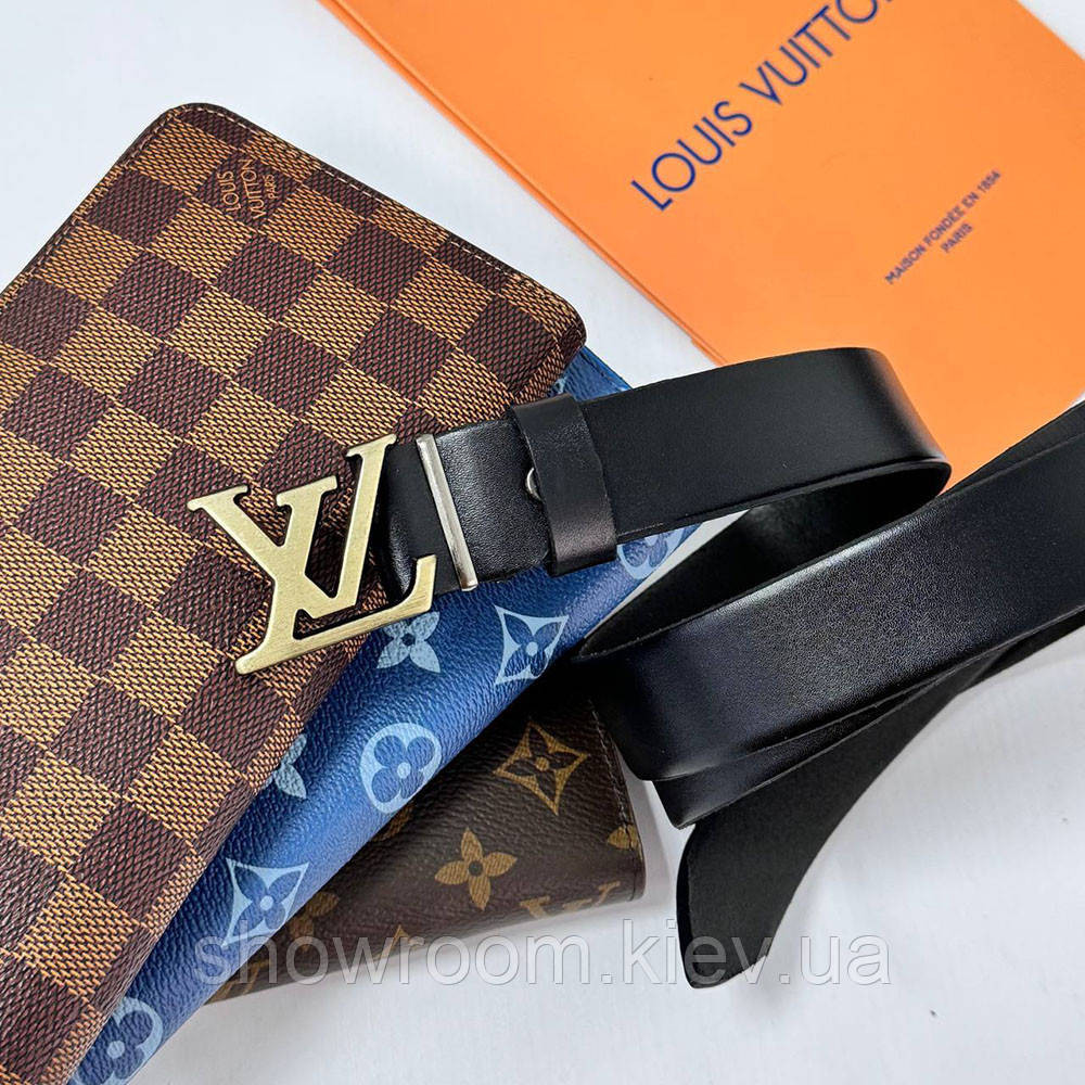 Женский кожаный ремень Lv, лв gold (3 cм) (7111) Киев - изображение 1