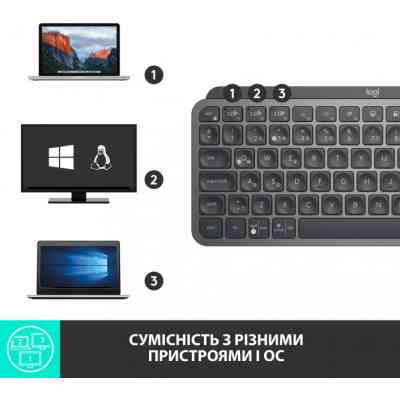 Клавиатура Logitech MX Keys Mini Wireless Illuminated UA Graphite (920-010498) Винница