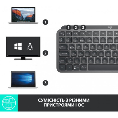 Клавиатура Logitech MX Keys Mini Wireless Illuminated UA Graphite (920-010498) Винница - изображение 6