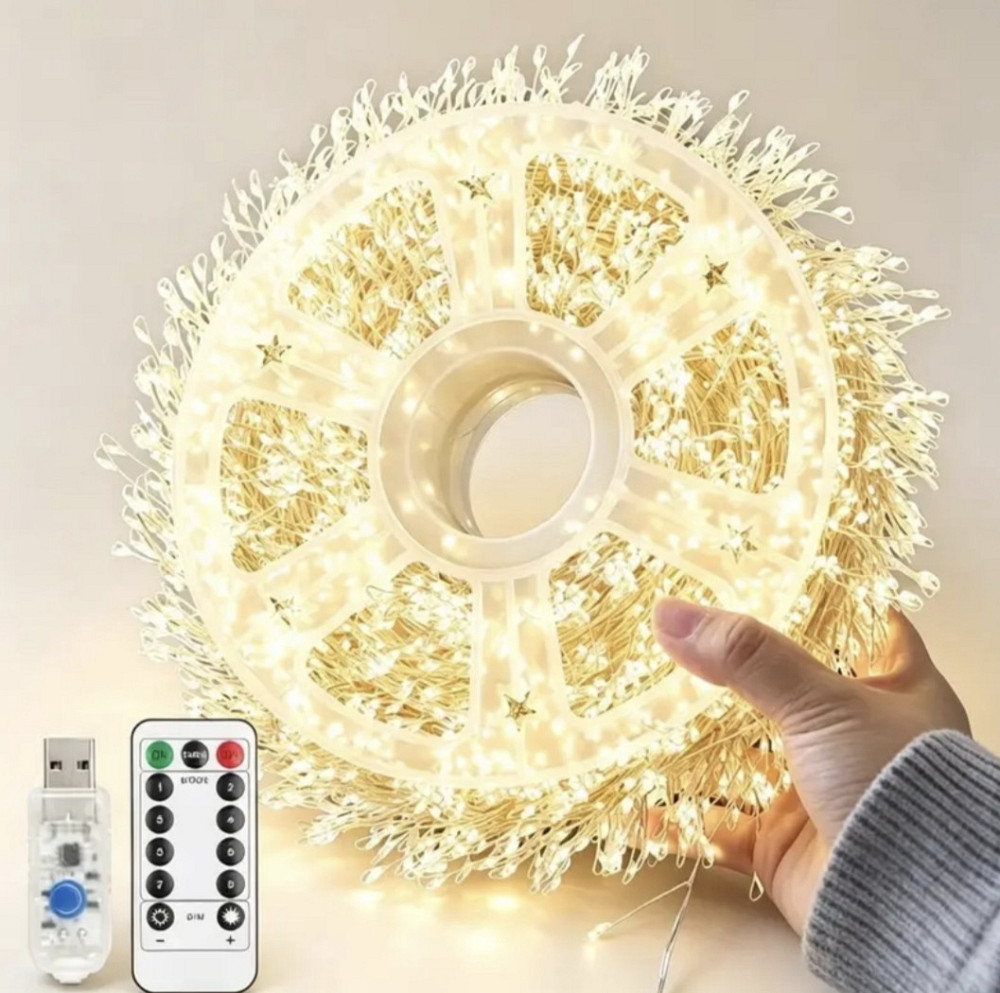 Гірлянда-бахрома 30 м 1000 led з usb і пультом керування Теплий білий (0926) Сміла - фото 5