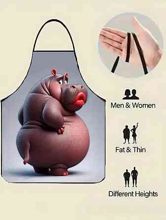 Фартух з приколом Бегемот 80 на 60 см різнобарвний Київ