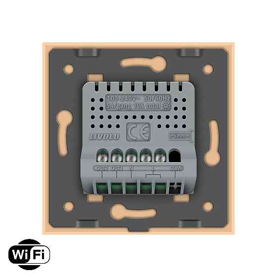 LIVOLO Розумний сенсорний Wi-Fi вимикач 2 сенсора LIVOLO золотий матове скло Коломыя